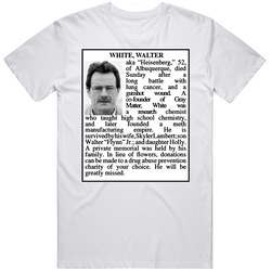 Walter White Obituary Tv Show Retro Graphic Unisex Cotton White Classic T Shirt