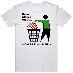 Pao Panathinaikos Keep Athens Clean Soccer Retro Graphic Unisex Cotton White Classic T Shirt