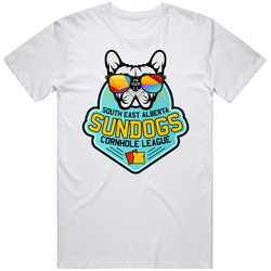 Medicine Hat Cornhole League Logo Fan Retro Graphic Unisex Cotton White Classic T Shirt