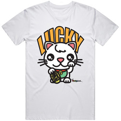 Lucky Cat Retro Graphic Unisex Cotton White Classic T Shirt