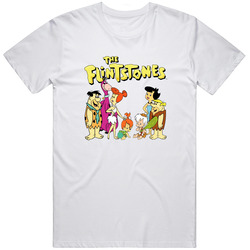 Men's Flintstones Retro Graphic Unisex Cotton White Classic T Shirt