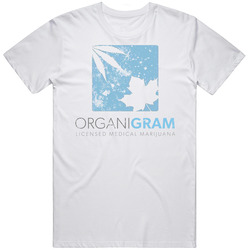 Organigram Holdings Inc Vintage Distressed Cannabis Weed Marijuana Stoner Company Logo Fan Retro Graphic Unisex Cotton White Classic T Shirt