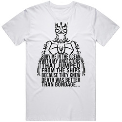 Black Panther Quote Bury Me In The Ocean With My Ancestors Movie Lover Retro Graphic Unisex Cotton White Classic T Shirt