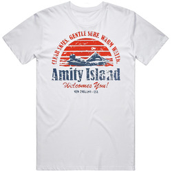 Amity Retro Graphic Unisex Cotton White Classic T Shirt