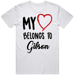 My Heart Belongs To Gibson Valentines Day Girlfriend Boyfriend Retro Graphic Unisex Cotton White Classic T Shirt