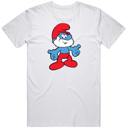 Papa Smurf, T-Shirt, Smurfs, Smurfette, Cartoon, Retro, Cute, Big Papa Retro Graphic Unisex Cotton White Classic T Shirt