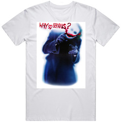 Joker, T-shirt, Why So Serious?, Heath Ledger, Dark Knight, Batman,  Art Retro Graphic Unisex Cotton White Classic T Shirt