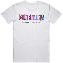 Cinerama, T-Shirt, Widescreen format, Logo, Movie, Theater, Retro Retro Graphic Unisex Cotton White Classic T Shirt