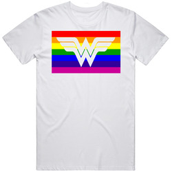 Gay Pride Rainbow Wonder Woman Logo Movie Fan Retro Graphic Unisex Cotton White Classic T Shirt