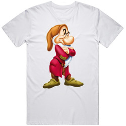 Grumpy 7 Dwarfs 2 Retro Graphic Unisex Cotton White Classic T Shirt
