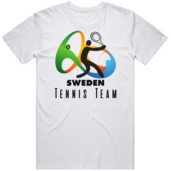 Sweden Tennis Team Rio 2016 Olympic Event Logo Retro Graphic Unisex Cotton White Classic T Shirt