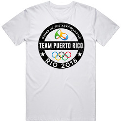 Team Puerto Rico Rio 2016 Games Xxxi Olympiad Country Support Fan Retro Graphic Unisex Cotton White Classic T Shirt