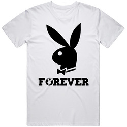 The Quotable Tees Playboy Forever Hugh Hefner Tribute Retro Graphic Unisex Cotton White Classic T Shirt