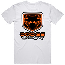 Dodge Viper Neon Retro  Generation 3 Logot Retro Graphic Unisex Cotton White Classic T Shirt