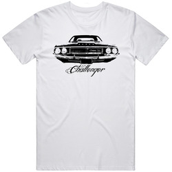 1970 Challenger Rt Grill View With Model Name White Retro Graphic Unisex Cotton White Classic T Shirt