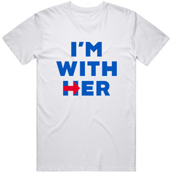 I'm With Her Tee - Hillary Clinton Retro Graphic Unisex Cotton White Classic T Shirt