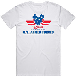 Disney Salutes Us Armed Forces Tribute Popular Retro Graphic Unisex Cotton White Classic T Shirt