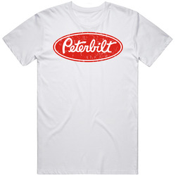 Peterbilt Automobile Car Truck Motorcycle Cool Distressed Style Brand Logo Emblem Retro Graphic Unisex Cotton White Classic T Shirt
