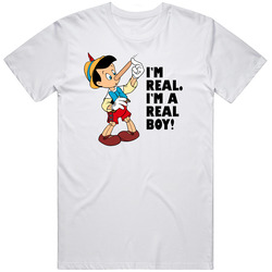 Pinocchio Growing Nose Im Real Im A Real Boy Favorite Movie Quotes Retro Graphic Unisex Cotton White Classic T Shirt