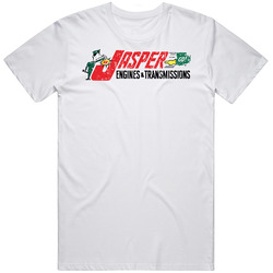 Jasper Engines And Transmission Automobile Car Truck Motorcycle Auto Parts Cool Distressed Style Brand Logo Emblem Retro Graphic Unisex Cotton White Classic T Shirt