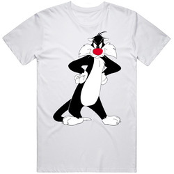 Looney Tunes Sylvester The Cat Graphic Cotton White Unisex Retro Graphic Unisex Cotton White Classic T Shirt
