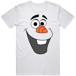 Olaf Face Frozen Fun Movie Character Halloween Costume Retro Graphic Unisex Cotton White Classic T Shirt