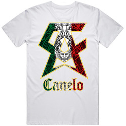 Canelo Mexican Flag White Retro Graphic Unisex Cotton White Classic T Shirt