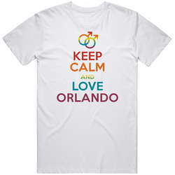Keep Calm And Love Orlando Gay Pride Lgbt Retro Graphic Unisex Cotton White Classic T Shirt