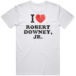Robert Downey, Jr. I Love Heart Comedian Comedy Worn Look Cool Fan Retro Graphic Unisex Cotton White Classic T Shirt