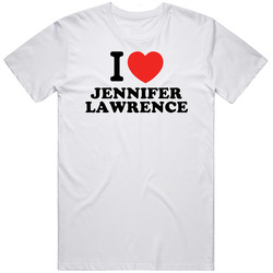 I Heart Jennifer Lawrence Action Movie Star Actor Fan Retro Graphic Unisex Cotton White Classic T Shirt