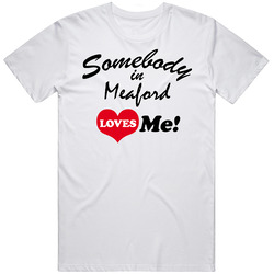Somebody In Meaford Ontario Loves Me Cool Retro Graphic Unisex Cotton White Classic T Shirt