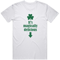 St. Patricks Day It's Magically Delicious Lucky Charms Irish Clover Cool Retro Graphic Unisex Cotton White Classic T Shirt