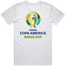 Copa America Brasil 2019 Futbol Football Soccer Tournament Logo Retro Graphic Unisex Cotton White Classic T Shirt