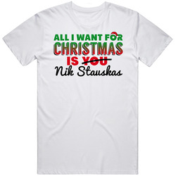Nik Stauskas All I Want For Christmas Philadelphia Basketball Retro Graphic Unisex Cotton White Classic T Shirt