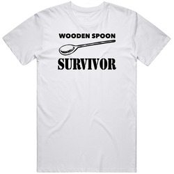 Wooden Spoon Survivor - White Retro Graphic Unisex Cotton White Classic T Shirt