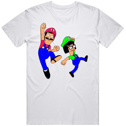 Bob's burgers t-shirt funny mario bros tee belcher family Retro Graphic Unisex Cotton White Classic T Shirt