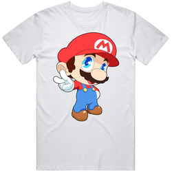 Super Smash Bros. - Super Mario Bros. - Mario - Cute White Retro Graphic Unisex Cotton White Classic T Shirt