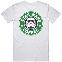Star Wars Coffee Retro Graphic Unisex Cotton White Classic T Shirt