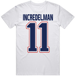 Incredelman 11 New England Super Bowl Winning Touchdown Retro Graphic Unisex Cotton White Classic T Shirt