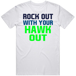 Rock Out With Your Hawk Out Seattle Seahawks Super Bowl Retro Graphic Unisex Cotton White Classic T Shirt