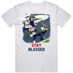 Malcolm Butler Super Bowl Interception Stay Blessed Retro Graphic Unisex Cotton White Classic T Shirt