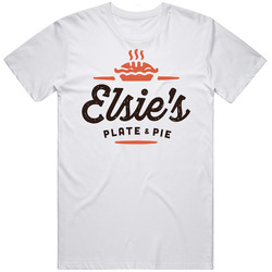 Elsie's Plate & Pie Louisiana Restaurant Logo Foodie Food Fan Worn Look Retro Graphic Unisex Cotton White Classic T Shirt