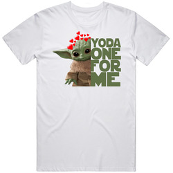 Yoda One For Me Cute Baby Yoda The Child Valentines Retro Graphic Unisex Cotton White Classic T Shirt