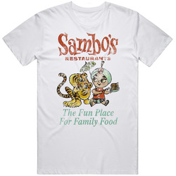 Sambo's Restaurants The Fun Place For Family Food Retro Advertisement Worn Look Retro Graphic Unisex Cotton White Classic T Shirt