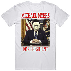 Michael Myers For President Horror Movie Halloween Fan Retro Graphic Unisex Cotton White Classic T Shirt