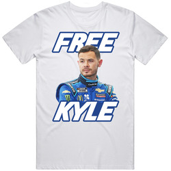 Free Kyle Larson Race Car Driver Fired Retro Graphic Unisex Cotton White Classic T Shirt