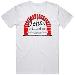 Johns Of Bleeker Street Pizza New York Pizzeria Restaurant Retro Graphic Unisex Cotton White Classic T Shirt