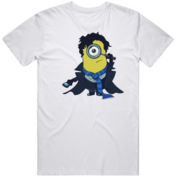 Sherlock Holmes Minion T- Tee Comic Retro Graphic Unisex Cotton White Classic T Shirt