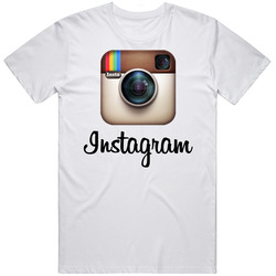 Instagram Logo White Men's Retro Graphic Unisex Cotton White Classic T Shirt