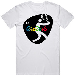 Rio 2016 Tennis Olympic Games Sport Event Symbol Retro Graphic Unisex Cotton White Classic T Shirt